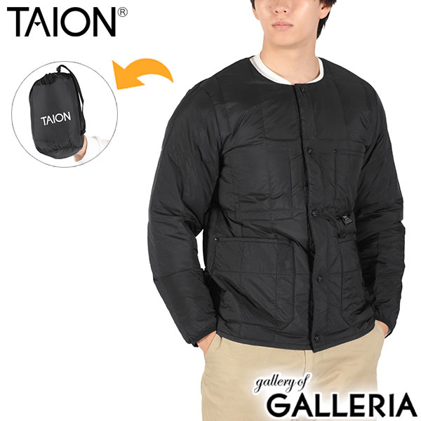 タイオン ダウンジャケット メンズ レディース 冬 TAION 暖かい 軽量 ブランド ダウン インナーダウン ナイロン 保温 防寒 丈夫 洗濯 洗える 軽い ボタン WORK LINE ワーク クルーネック ダウンジャケット TAION-104BWK