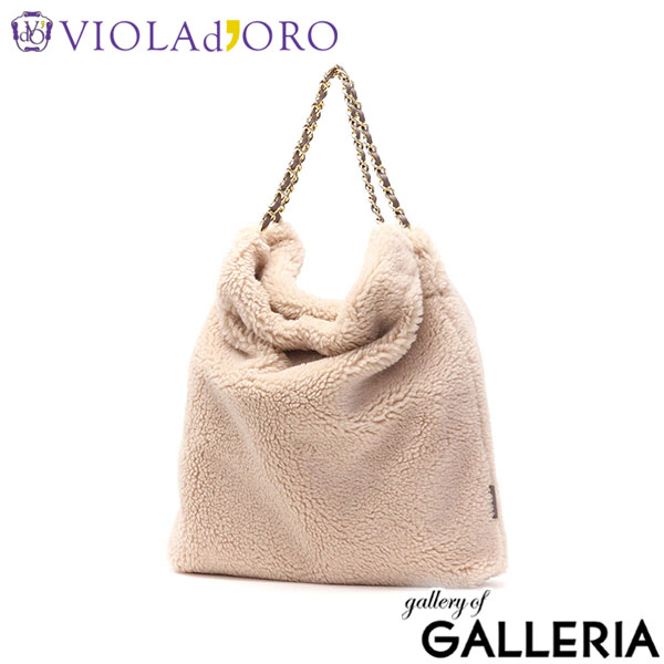 VIOLAd'ORO ヴィオラドーロ トートバッグ 上品 もこもこ 冬 肩掛け エコムートン チェーンショルダートート ELMO エルモ V-8651