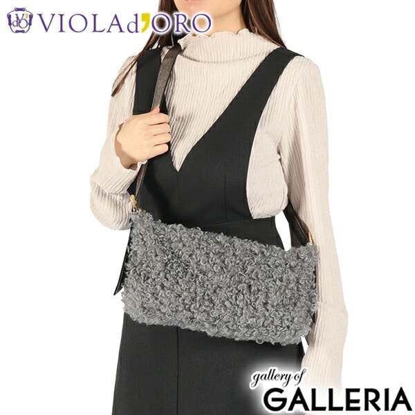 【正規品】 ヴィオラドーロ ショルダーバッグ レディース VIOLAd'ORO ファー ムートン バッグ 斜めがけ 大人 上品 小さめ 軽量 ファーショルダーバッグ 秋 冬 ELMO カルガンムートンエコファー ワンショルダーバッグ V-8937
