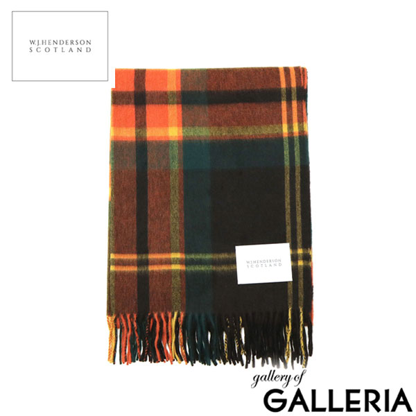 ダブルジェイヘンダーソン スコットランド マフラー レディース メンズ チェック W.J.HENDERSON SCOTLAND ブランド ストール 大判 秋 冬 ウール 薄手 暖 暖かい カラフル 秋冬 おしゃれ イギリス製 WOVEN STOLE WJHA-03