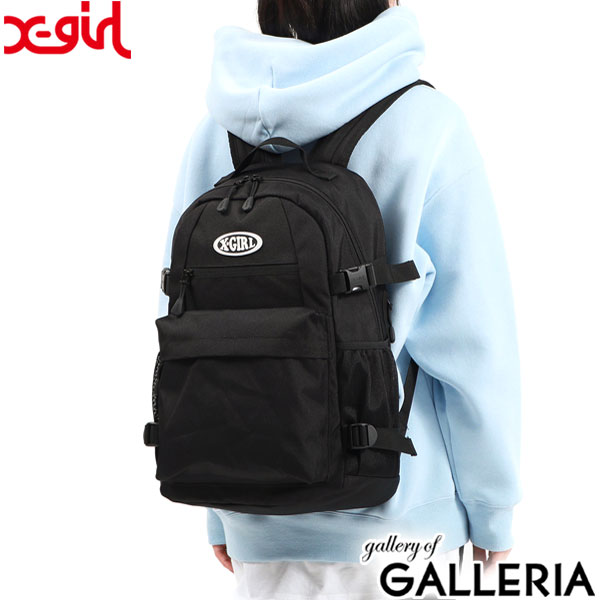 エックスガール リュック レディース リュックサック 通学 通勤 おしゃれ X-girl バッグ 軽量 大人 大学生 高校生 女子 かわいい 旅行 仕事 黒 A4 19.5L ノートPC OVAL LOGO BACKPACK 105231053007 105222053001