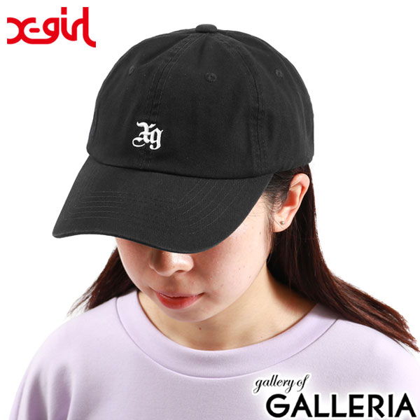 【セール】エックスガール 帽子 X-girl EMBLEM 6PANEL CAP キャップ 6パネル コットンキャップ 綿 コットン ストラップバック アジャスター サイズ調節 春 夏 オールシーズン 浅め ロゴ 刺繍 シンプル 黒 女子 レディース 105232051004