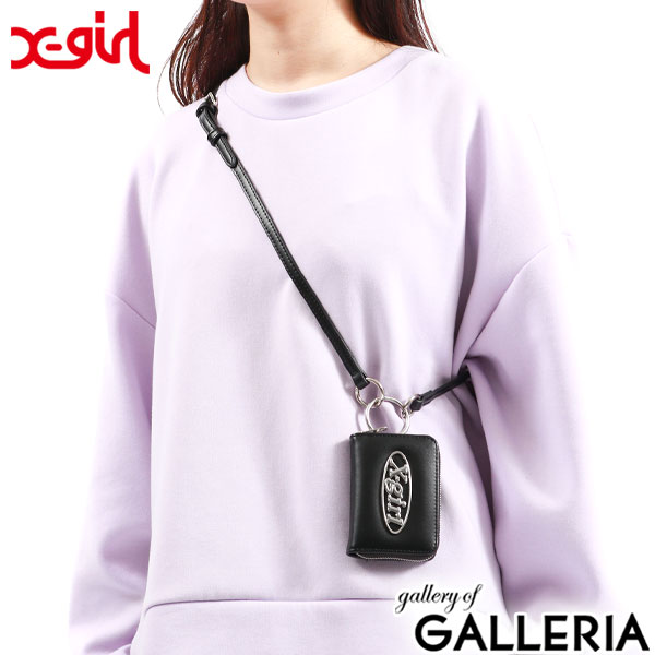 エックスガール 財布 X-girl OVAL LOGO COIN & CARD CASE コインケース カードケース ミニウォレット ネックストラップ 女子高生 女子 レディース 105232054004