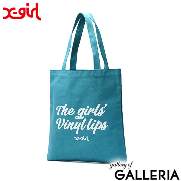 エックスガール トートバッグ X-girl VINYL LIP FACE CANVAS TOTE BAG トート 持ち手 肩掛け 縦型 帆布 紐 長め バッグ A4 B4 大きめ 軽量 綿 コットン プリント キャンバス レディース 105232053005