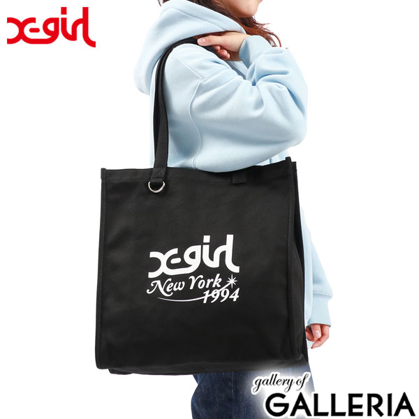 エックスガール トートバッグ レディース 大きめ A4 B4 キャンバス X-girl 軽い 通学 通勤 かわいい 縦型 オシャレ 持ち手 長め 大容量 学生 NEW YORK CANVAS TOTE BAG 105234053003