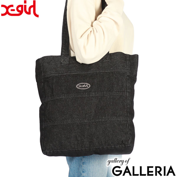 エックスガール トートバッグ レディース A4 大きめ X-girl バッグ 軽量 通勤 通学 ブランド 縦型 布 デニム かわいい おしゃれ 持ち手 長め 高校生 大学生 OVERDYED DENIM TOTE BAG 105241053002