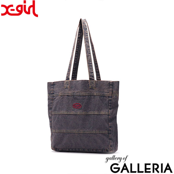 エックスガール トートバッグ レディース A4 大きめ X-girl バッグ 軽量 通勤 通学 ブランド 縦型 布 デニム かわいい おしゃれ 持ち手 長め 高校生 大学生 OVERDYED DENIM TOTE BAG 105241053002