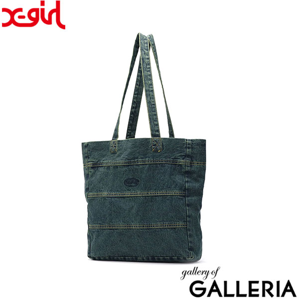 エックスガール トートバッグ レディース A4 大きめ X-girl バッグ 軽量 通勤 通学 ブランド 縦型 布 デニム かわいい おしゃれ 持ち手 長め 高校生 大学生 OVERDYED DENIM TOTE BAG 105241053002