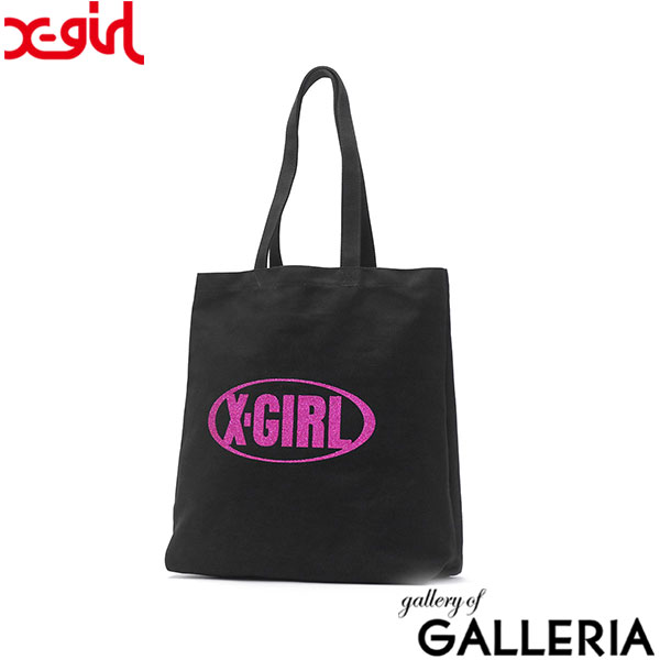 X-girl トートバッグ レディース 大きめ A4 B4 キャンバス エックスガール バッグ 軽量 縦型 大容量 おしゃれ かわいい コットン グリッター 通学バッグ 女子 高校 GLITTER OVAL LOGO CANVAS TOTE BAG 105242053001