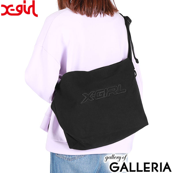 エックスガール ショルダーバッグ レディース 斜めがけバッグ ブランド X-girl ショルダー バッグ 軽量 軽い 大きめ かわいい カジュアル おしゃれ A4 綿 通勤 通学 旅行 LOGO MESSENGER BAG 105243053003