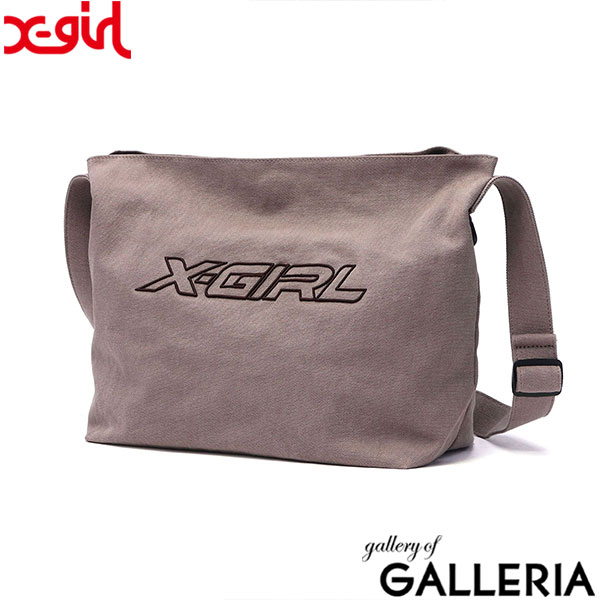 エックスガール ショルダーバッグ レディース 斜めがけバッグ ブランド X-girl ショルダー バッグ 軽量 軽い 大きめ かわいい カジュアル おしゃれ A4 綿 通勤 通学 旅行 LOGO MESSENGER BAG 105243053003