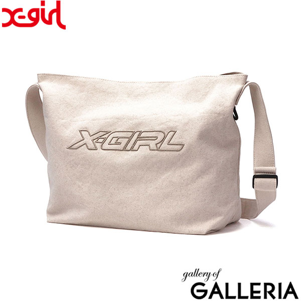 エックスガール ショルダーバッグ レディース 斜めがけバッグ ブランド X-girl ショルダー バッグ 軽量 軽い 大きめ かわいい カジュアル おしゃれ A4 綿 通勤 通学 旅行 LOGO MESSENGER BAG 105243053003