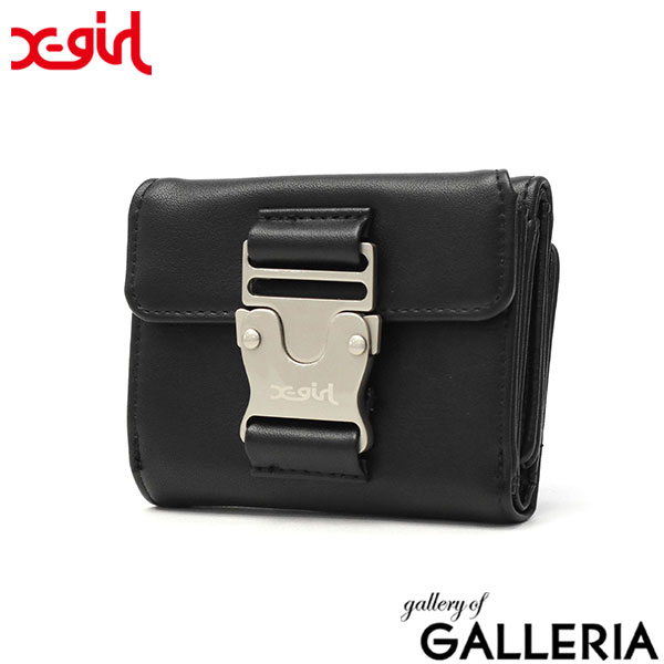 エックスガール 財布 レディース コンパクト X-girl 三つ折り財布 ブランド かわいい 軽い 軽量 ミニ財布 ミニウォレット 合皮 ミニ 小さい 小さめ 折り財布 高校生 中学生 女子 MOTIF BUCKLE MINI WALLET 105243054008