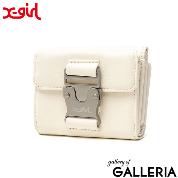 エックスガール 財布 レディース コンパクト X-girl 三つ折り財布 ブランド かわいい 軽い 軽量 ミニ財布 ミニウォレット 合皮 ミニ 小さい 小さめ 折り財布 高校生 中学生 女子 MOTIF BUCKLE MINI WALLET 105243054008