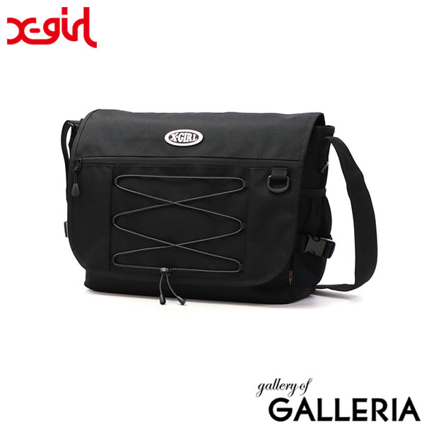 エックスガール ショルダーバッグ レディース 斜めがけバッグ 大きめ A4 X-girl メッセンジャーバッグ 斜めがけ 軽量 横型 おしゃれ かわいい カジュアル 14L OVAL LOGO BUNGEE CORD MESSENGER BAG 105251053007