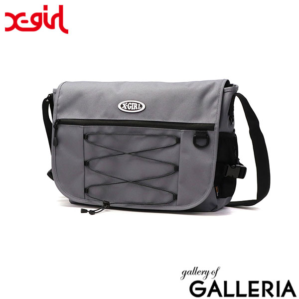 エックスガール ショルダーバッグ レディース 斜めがけバッグ 大きめ A4 X-girl メッセンジャーバッグ 斜めがけ 軽量 横型 おしゃれ かわいい カジュアル 14L OVAL LOGO BUNGEE CORD MESSENGER BAG 105251053007