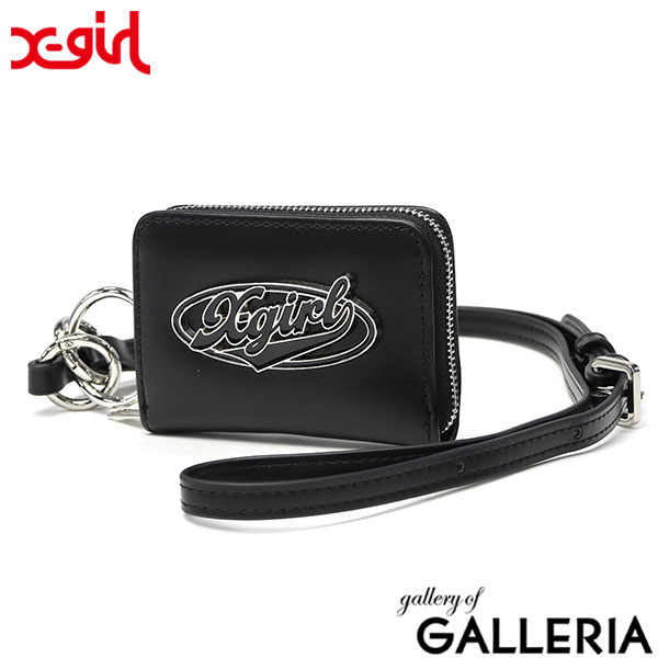 エックスガール コインケース レディース かわいい X-girl 財布 ブランド おしゃれ 小さい ショルダー 2WAY ストラップ付き 取り外し可 定期入れ IDケース 通勤 通学 OVAL LOGO BUCKLE COIN ＆ CARD CASE 105251054011