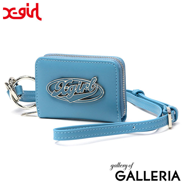 エックスガール コインケース レディース かわいい X-girl 財布 ブランド おしゃれ 小さい ショルダー 2WAY ストラップ付き 取り外し可 定期入れ IDケース 通勤 通学 OVAL LOGO BUCKLE COIN ＆ CARD CASE 105251054011