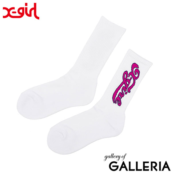 【メール便】エックスガール 靴下 レディース X-girl ソックス おしゃれ かわいい ブランド ロゴ ストリート ミドル丈 リブ靴下 足裏パイル 女子 高校生 スクール 日本製 CHEERFUL LOGO RIB SOCKS 105251054006
