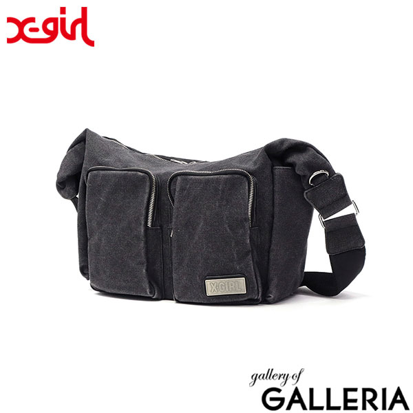 エックスガール ショルダーバッグ レディース 斜めがけバッグ 大きめ ブランド X-girl 斜めがけ 大人 軽量 可愛い かわいい かっこいい ロゴ おしゃれ A4 DOUBLE POCKET MESSENGER BAG 105251053003