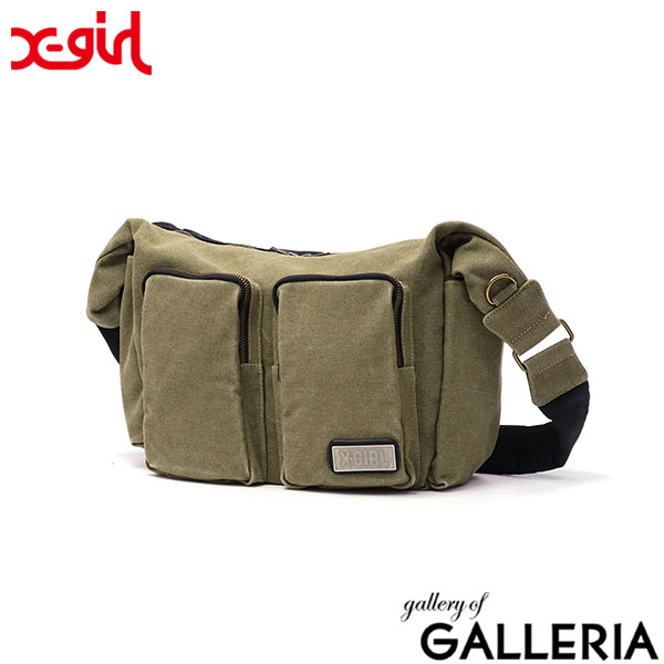 エックスガール ショルダーバッグ レディース 斜めがけバッグ 大きめ ブランド X-girl 斜めがけ 大人 軽量 可愛い かわいい かっこいい ロゴ おしゃれ A4 DOUBLE POCKET MESSENGER BAG 105251053003