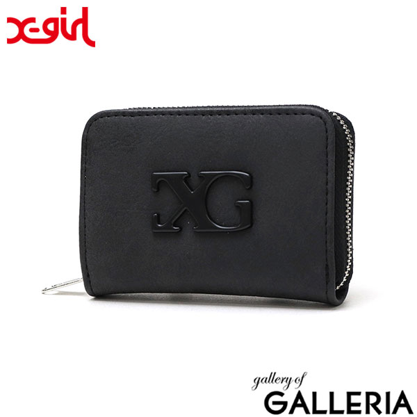 エックスガール コインケース 財布 レディース かわいい コンパクト 小さめ X-girl ブランド カードケース ミニ財布 ロゴ 小銭入れ ブラック 黒 ブラウン LOGO MARK FAUX LEATHER COIN AND CARD CASE 105252054009