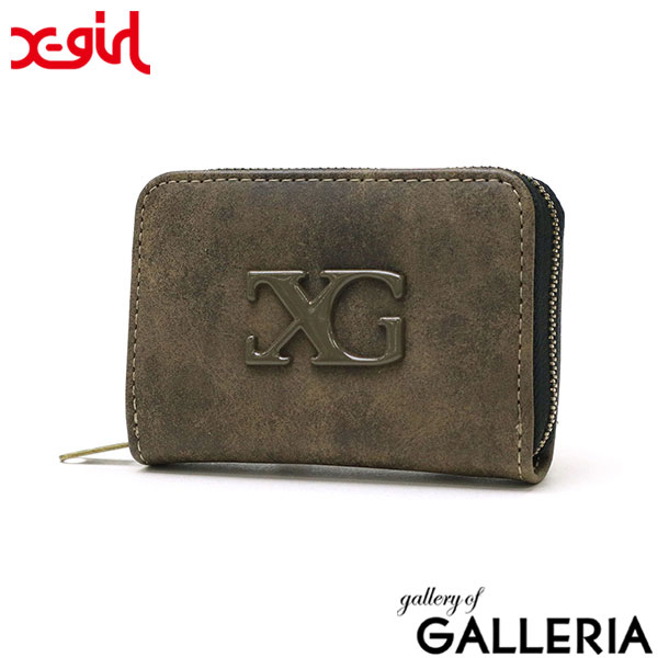 エックスガール コインケース 財布 レディース かわいい コンパクト 小さめ X-girl ブランド カードケース ミニ財布 ロゴ 小銭入れ ブラック 黒 ブラウン LOGO MARK FAUX LEATHER COIN AND CARD CASE 105252054009