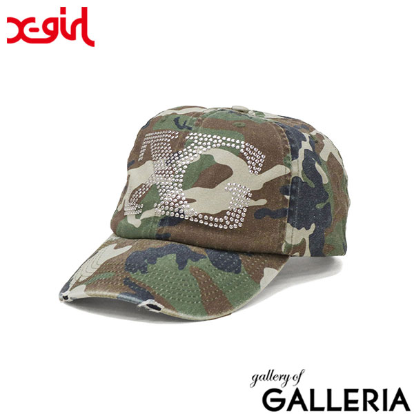 エックスガール 帽子 キャップ レディース深め X-girl 夏 春 秋 冬 ブランド 黒 白 迷彩 カモ柄 6パネル コットン 綿 ロゴ ロゴキャップ サイズ調整 Y2K ストリート おしゃれ LOGO MARK 6PANEL CAP 105252051009