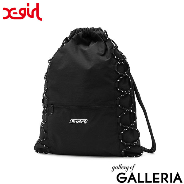 エックスガール ナップサック レディース リュック X-girl ブランド 女子 おしゃれ かっこいい ストリート 旅行 スポーティ 部活 巾着 バッグ ブラック カモ柄 軽量 軽い A4 ナイロン ロゴ KNAPSACK 105252053009