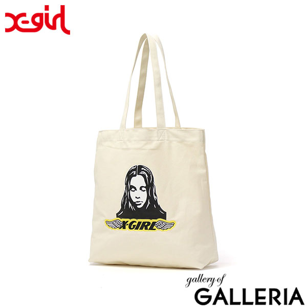 エックスガール トートバッグ レディース A4 大きめ キャンバス X-girl バッグ 軽量 軽い 通学 通勤 普段 ブランド ロゴ 無地 肩掛け カジュアル かわいい おしゃれ キャンバストート ANGEL FACE PATCH TOTE BAG 105252053002