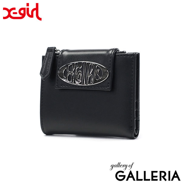 エックスガール 財布 レディース コンパクト 二つ折り X-girl 二つ折り財布 小さめ ブランド ミニ財布 かわいい おしゃれ 二つ折 薄い スリム 小銭入れ カード ロゴ METAL OVAL LOGO BUCKLE WALLET 105252054002