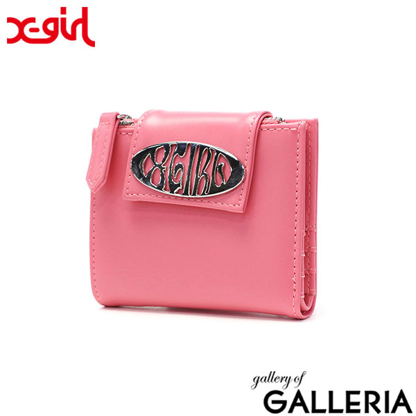 エックスガール 財布 レディース コンパクト 二つ折り X-girl 二つ折り財布 小さめ ブランド ミニ財布 かわいい おしゃれ 二つ折 薄い スリム 小銭入れ カード ロゴ METAL OVAL LOGO BUCKLE WALLET 105252054002