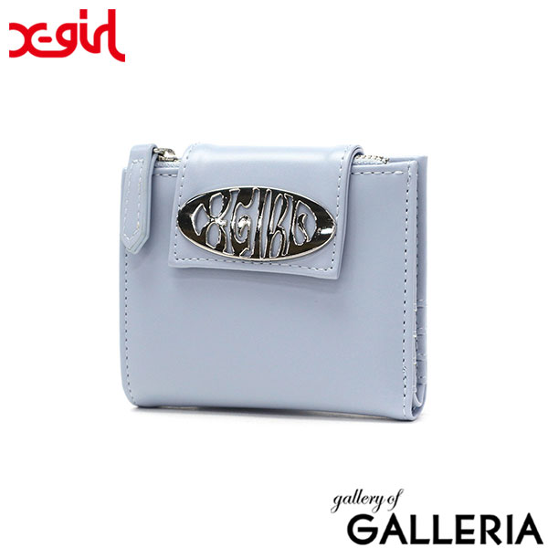 エックスガール 財布 レディース コンパクト 二つ折り X-girl 二つ折り財布 小さめ ブランド ミニ財布 かわいい おしゃれ 二つ折 薄い スリム 小銭入れ カード ロゴ METAL OVAL LOGO BUCKLE WALLET 105252054002
