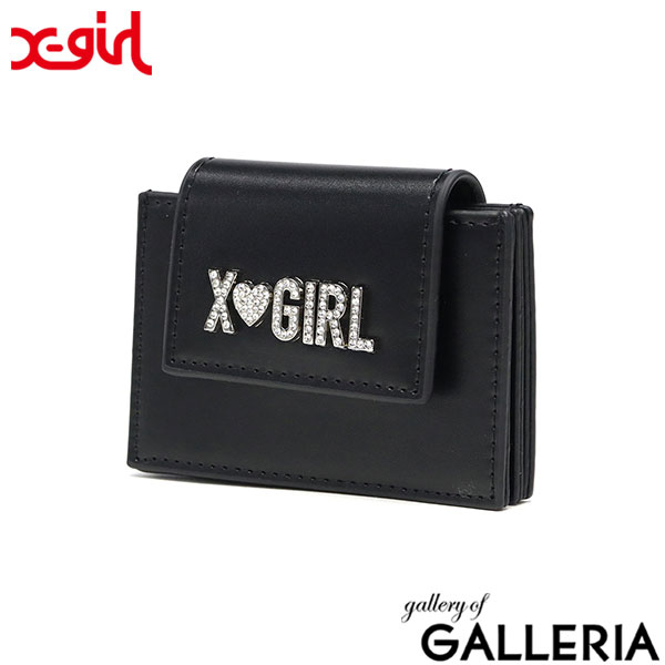 エックスガール カードケース 薄型 じゃばら レディース スリム X-girl パスケース ブランド おしゃれ かわいい カード入れ ミニ財布 ミニ コンパクト ケース 軽量 ICカード 通学 Y2K RHINESTONE LABEL CARD CASE 105252054012