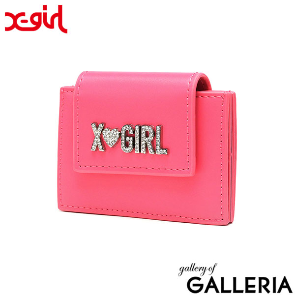 エックスガール カードケース 薄型 じゃばら レディース スリム X-girl パスケース ブランド おしゃれ かわいい カード入れ ミニ財布 ミニ コンパクト ケース 軽量 ICカード 通学 Y2K RHINESTONE LABEL CARD CASE 105252054012