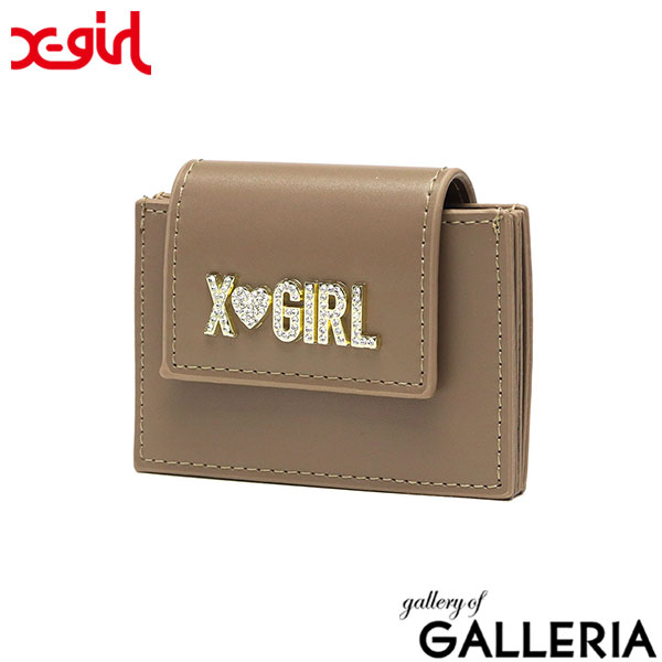 エックスガール カードケース 薄型 じゃばら レディース スリム X-girl パスケース ブランド おしゃれ かわいい カード入れ ミニ財布 ミニ コンパクト ケース 軽量 ICカード 通学 Y2K RHINESTONE LABEL CARD CASE 105252054012