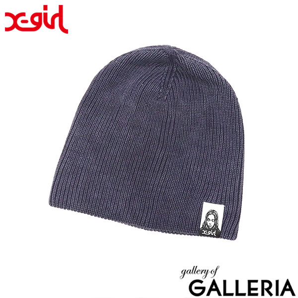 エックスガール ニット帽 レディース 帽子 X-girl ブランド 女子 かっこいい ストリート FACEロゴ コットン ビーニー ブラック ネイビー 黒 紺 フリーサイズ 春 夏 秋 冬 FADED BEANIE 105252051007