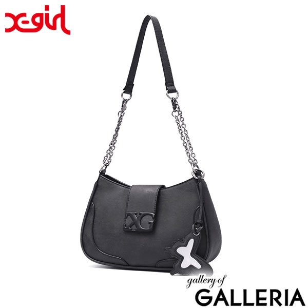 エックスガール ハンドバッグ レディース 黒 小さめ 横長 X-girl バッグ ショルダーバッグ 斜めがけ 軽量 2WAY ミニショルダー 肩掛け ブランド かわいい おしゃれ Y2K LOGO MARK FAUX LEATHER BAG 105252053005