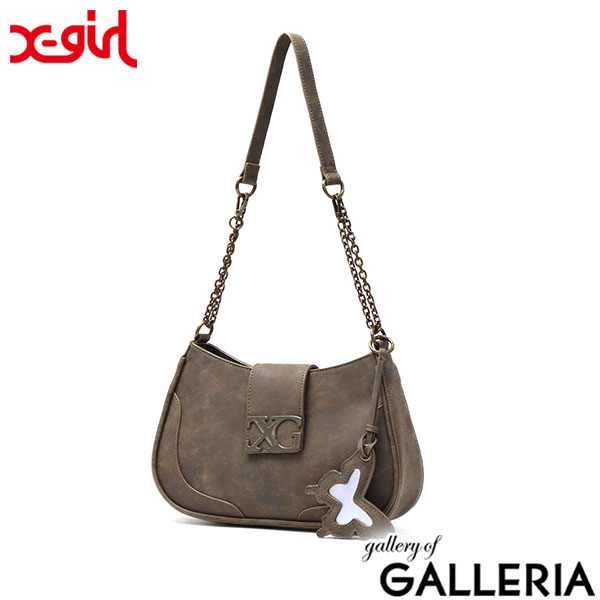 エックスガール ハンドバッグ レディース 黒 小さめ 横長 X-girl バッグ ショルダーバッグ 斜めがけ 軽量 2WAY ミニショルダー 肩掛け ブランド かわいい おしゃれ Y2K LOGO MARK FAUX LEATHER BAG 105252053005