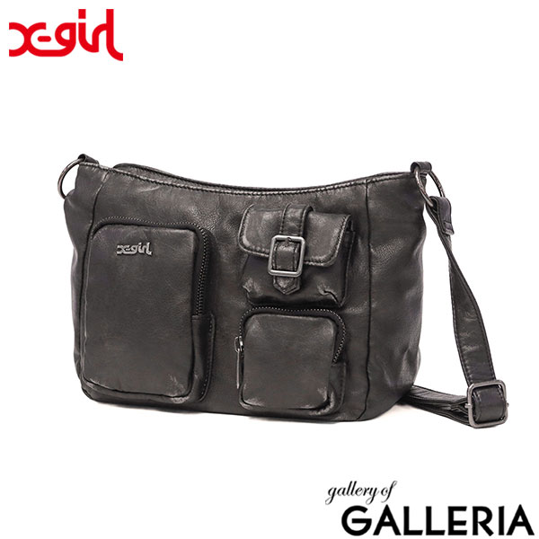 X-girl エックスガール ショルダーバッグ フェイクレザー MULTI POCKET FADED FAUX LEATHER BAG 105254053001