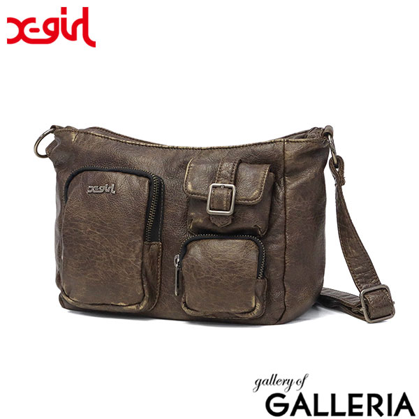 X-girl エックスガール ショルダーバッグ フェイクレザー MULTI POCKET FADED FAUX LEATHER BAG 105254053001