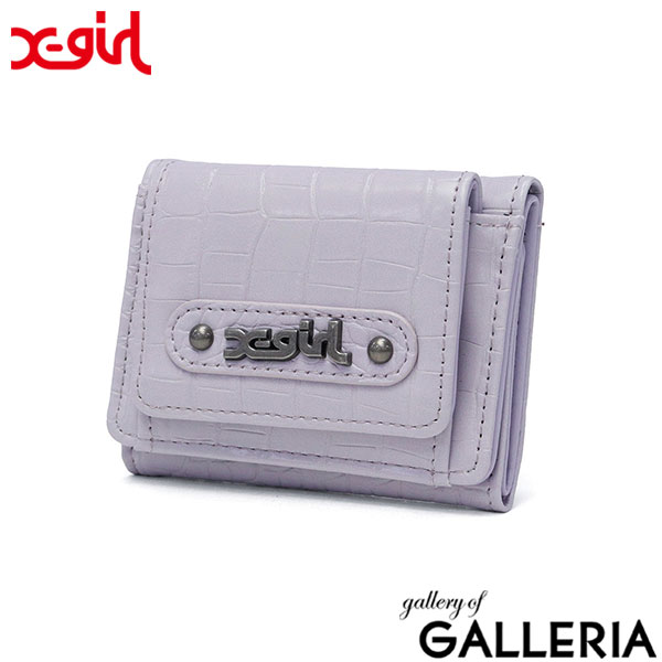 エックスガール 財布 レディース コンパクト ミニ ブランド X-girl 三つ折り 三つ折り財布 かわいい 女子高生 おしゃれ 小さめ ミニ財布 コンパクト財布 クロコ 合皮 MILLS LOGO FAUX CROCO MINI WALLET 105254054018