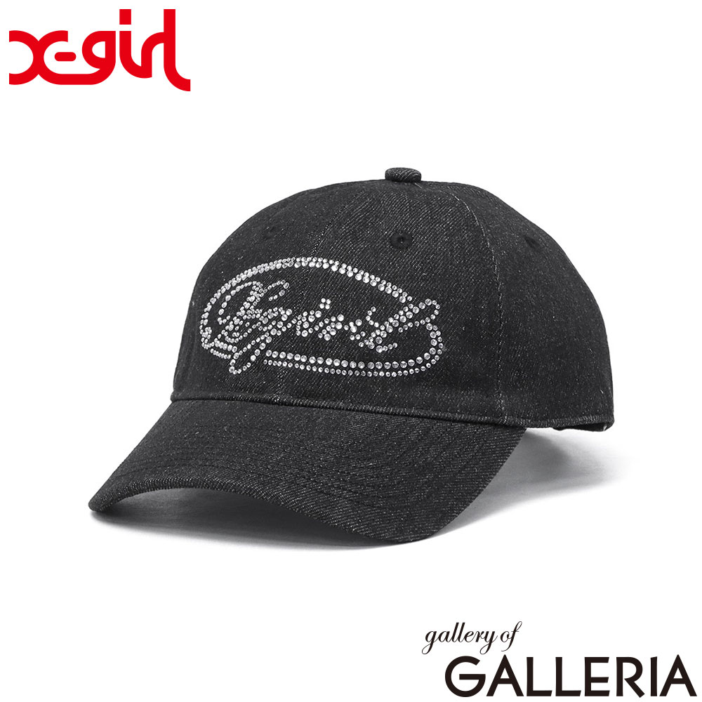 X-girl エックスガール キャップ デニムキャップ RHINESTONE OVAL LOGO 6PANEL DENIM CAP 105261051009