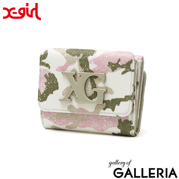 X-girl エックスガール 三つ折り財布 カジュアル 可愛い ギフト ロゴ XG EMBLEM CLASP MINI WALLET 105261054012