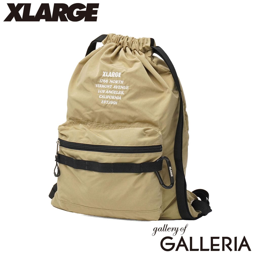 XLARGE エクストララージ ナップサック カラビナ付き 巾着リュック シンプル バッグ カジュアル RIPSTOP KNAPSACK 101253053004