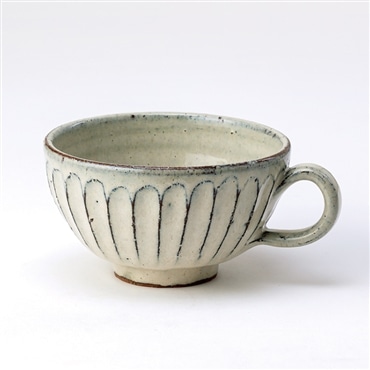 スケーター 白釉彫 スープマグ (信楽焼) 鴻月 3-3305