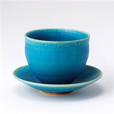 スケーター 青彩釉 ゆったり碗皿 (信楽焼) 鴻月 3-3297