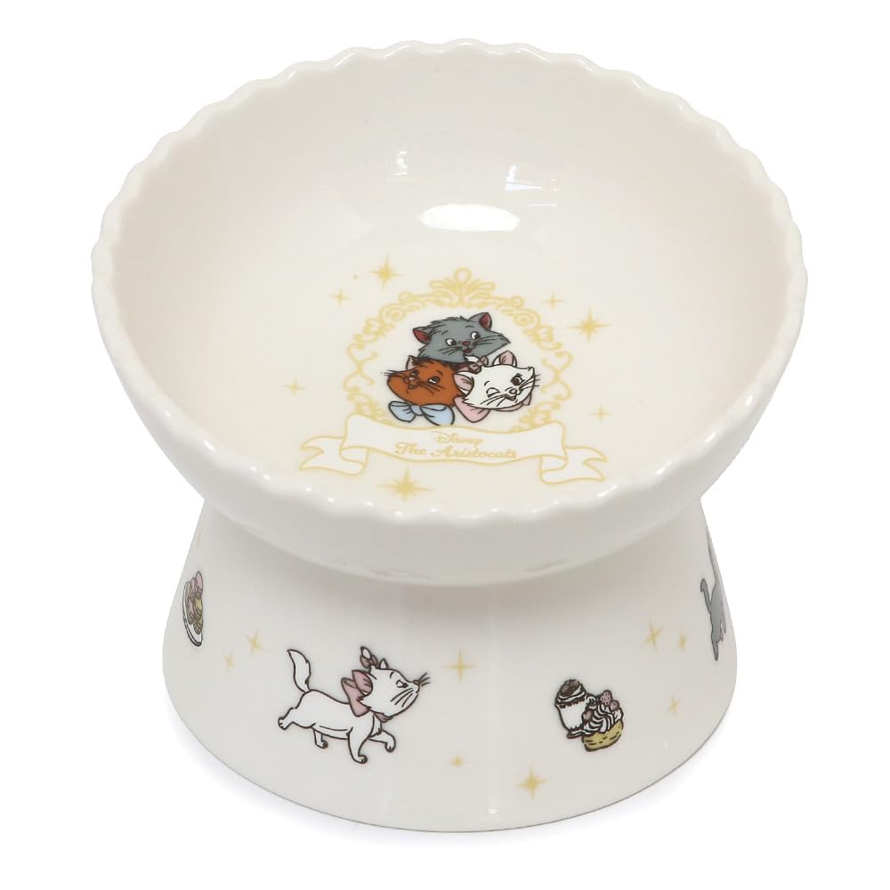ペットパラダイス 猫 フードボウル 陶器 ディズニー 高さのある えさ皿 おしゃれキャット ホワイト
