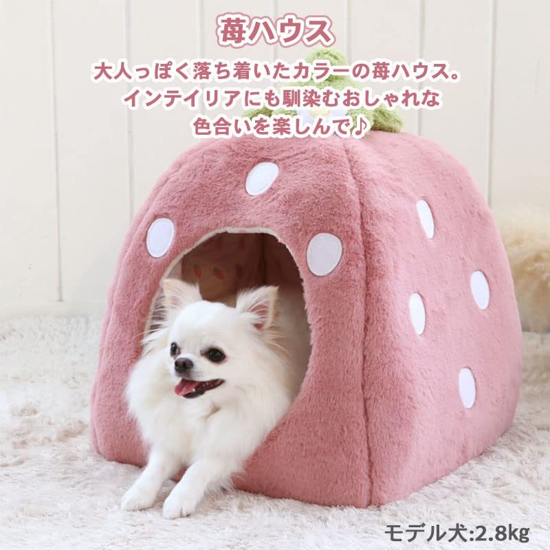 ペットパラダイス 犬 ベッド ドーム ドーム型ベッド ドーム型ハウス 家 ペットハウス 犬ハウス 犬用ベッド ペット 犬 猫 ( くすみ苺ハウスM ペットパラダイス国内直営店72店舗展開 2025/10/1時点)633-35612