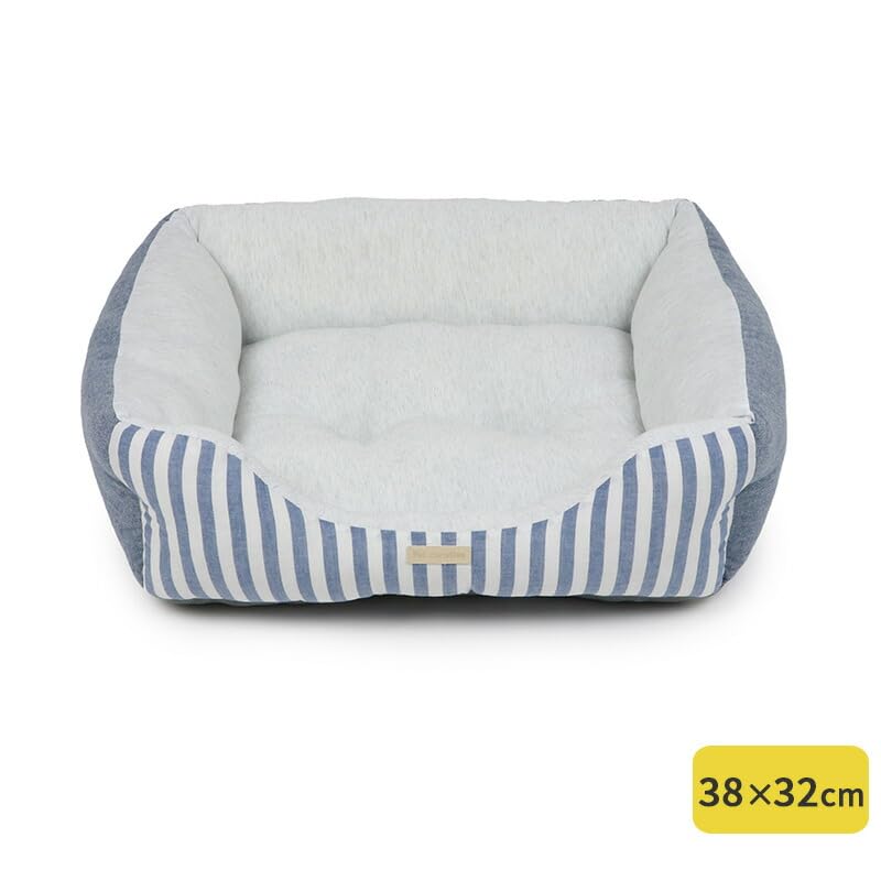 ペットパラダイス 犬 ペットベッド カドラー S ストライプ ブルー 超小型犬 クッション 四角 軽い あごのせ 寝具 633-35391